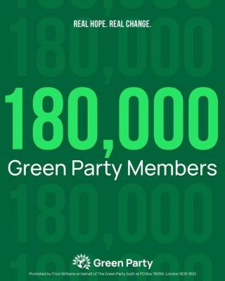 Green Party Membership 180,000 and Rising