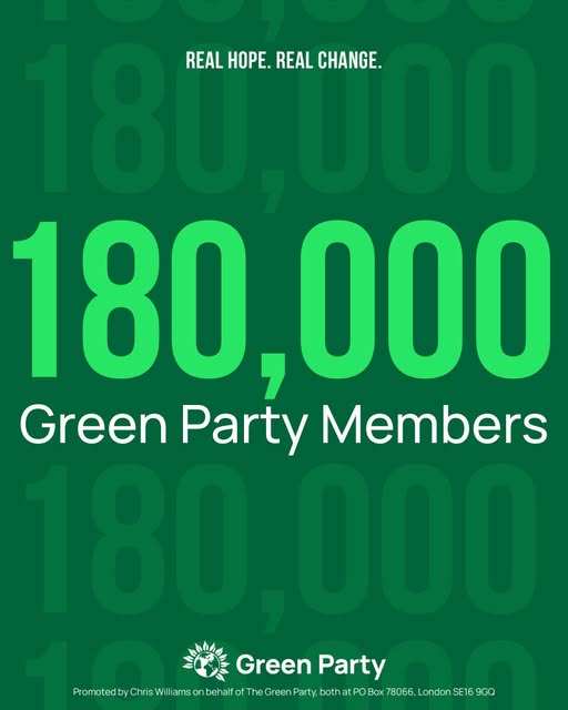 Green Party Membership 180,000 and Rising